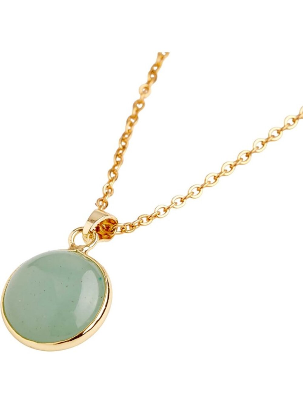 Light Green Jade Pendant Necklace with Gold Charm - Dainty Rose Quartz Jewelry